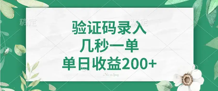 验证码录入，几秒一单，单日收益200+-优优云创