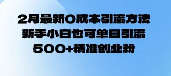 2月最新0成本引流方法，新手小白也可单日引流500+精准创业粉-优优云创