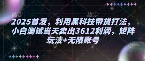 2025首发，利用黑科技带货打法，小白测试当天卖出3612利润，矩阵玩法+无限账号【揭秘】-优优云创