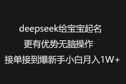 deepseek给宝宝起名更有优势无脑操作接单接到爆新手小白月入1W+-优优云创