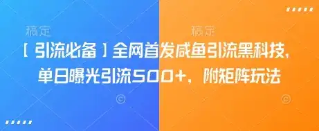 【引流必备】全网首发咸鱼引流黑科技，单日曝光引流500+，附矩阵玩法【揭秘】-优优云创