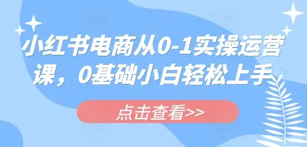 小红书电商从0-1实操运营课，0基础小白轻松上手-优优云创