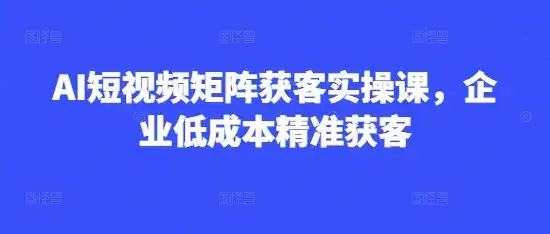 AI短视频矩阵获客实操课，企业低成本精准获客-副业吧