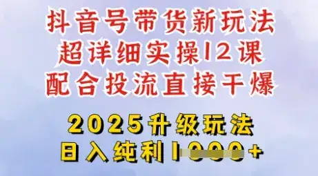 2025全新升级抖音带货玩法，一天纯利四位数，从剪辑到选品再到发布投流，超详细玩法揭秘-优优云创