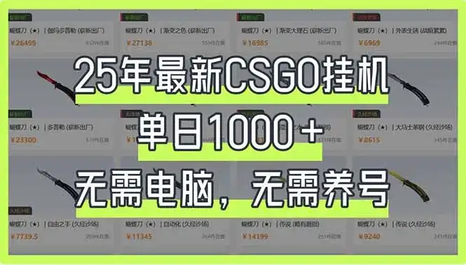 25年最新CSGO挂机系统，单日1000+，无需电脑，无需养号，0基础可上手-优优云创