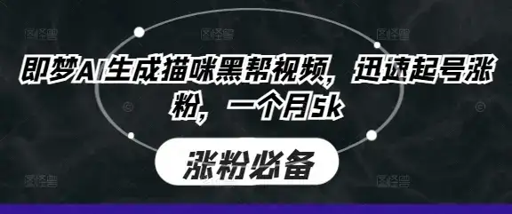 即梦AI生成猫咪黑帮视频，迅速起号涨粉，一个月5k-副业吧