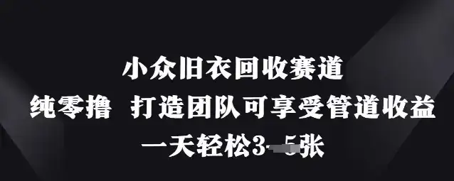 小众旧衣回收赛道，纯零撸 打造团队可享受管道收益，一天轻松3张-优优云创