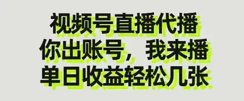 视频号直播代播，你出账号我来播，单日收益轻松几张【揭秘】-副业吧