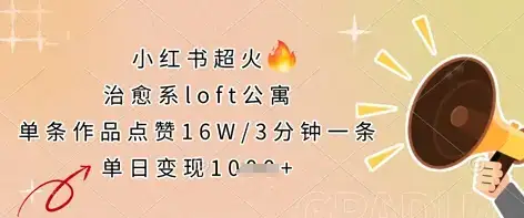 小红书超火的治愈系loft公寓，单条作品点赞16W，3分钟一条，单日变现数张-优优云创
