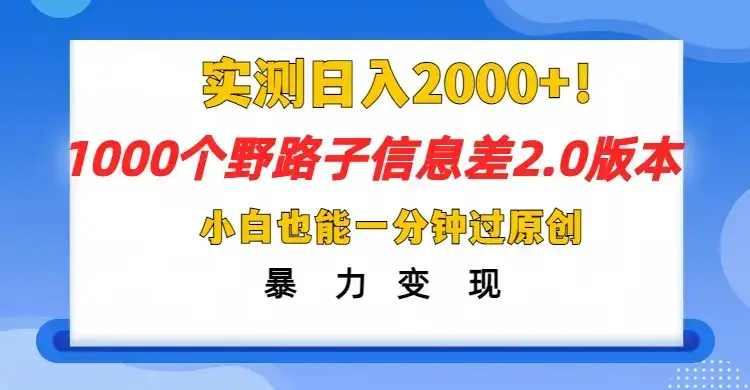 抖音1000个野路子，信息差最新玩法，一分钟过原创，暴力变现月赚1W+-优优云创