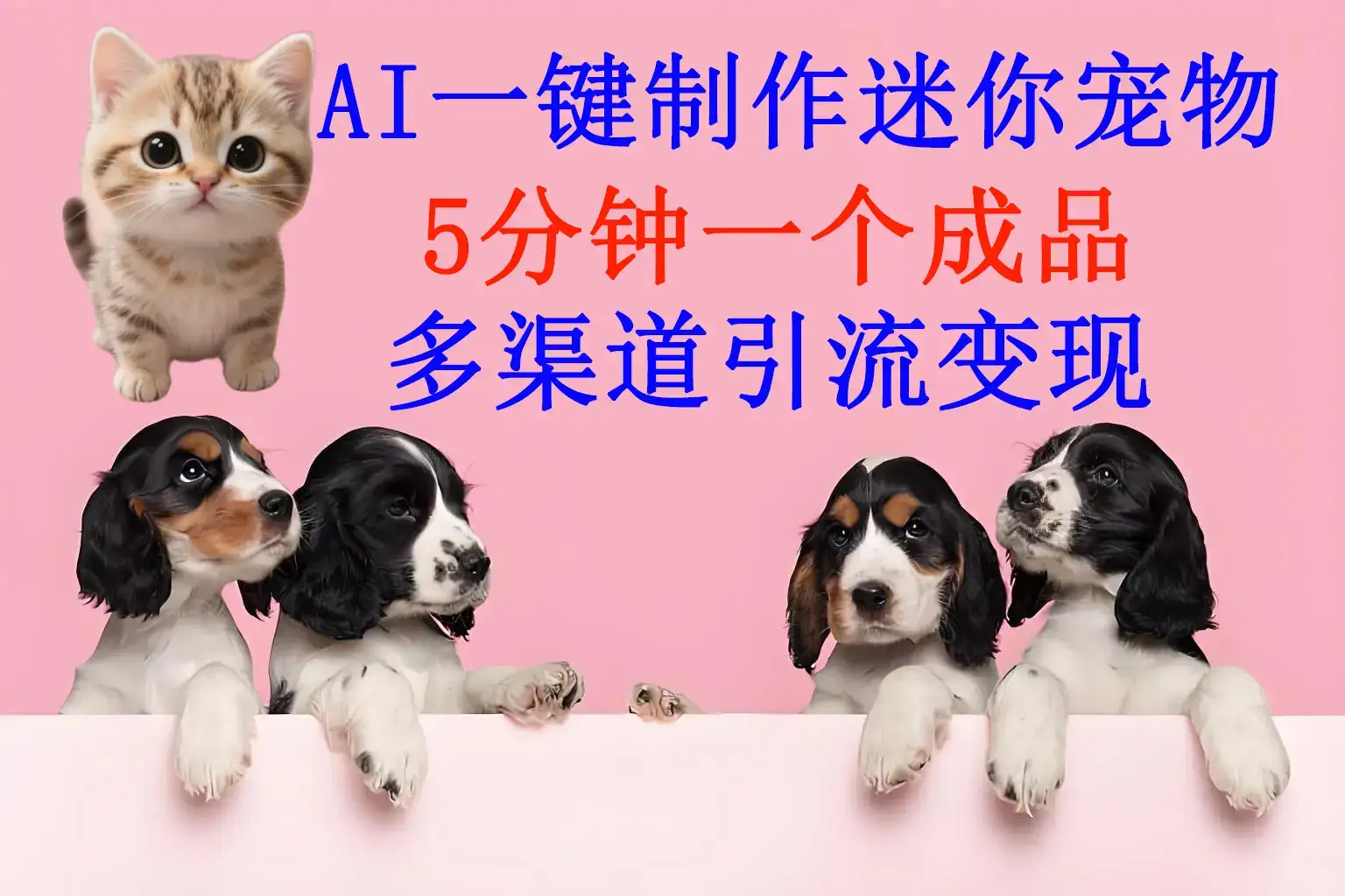 AI一件制作迷你宠物，5分钟一个成品，多渠道引流变现-优优云创