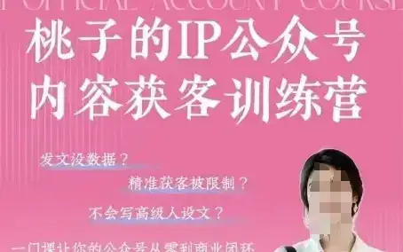桃子IP公众号内容获客训练营(第3期)，一门让你公众号从0到商业闭环的课程-副业吧