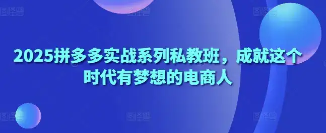 2025拼多多实战系列私教班，成就这个时代有梦想的电商人-优优云创