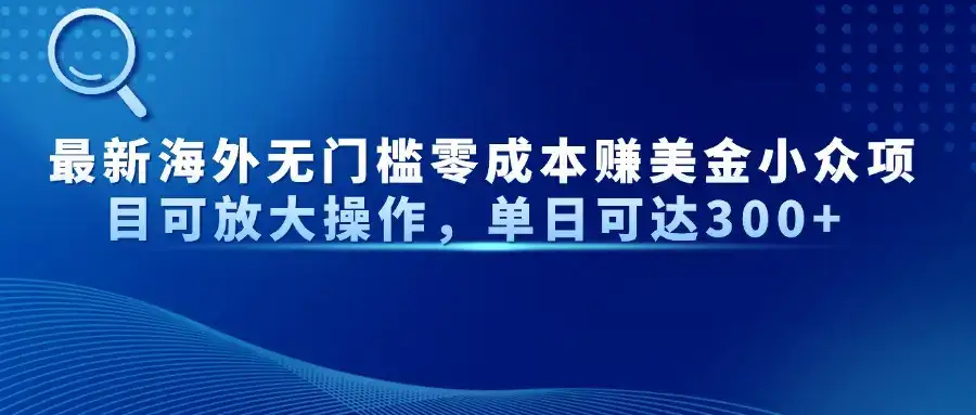 最新海外无门槛零成本赚美金小众项目可放大操作，单日可达300+-优优云创