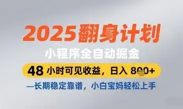 2025小程序全自动掘金，48 小时可见收益，日入8张，长期稳定靠谱，小白宝妈轻松上手【揭秘】-优优云创