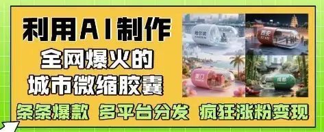 利用AI制作全网爆火的城市微缩胶囊，条条爆款， 多平台分发，疯狂涨粉变现-优优云创