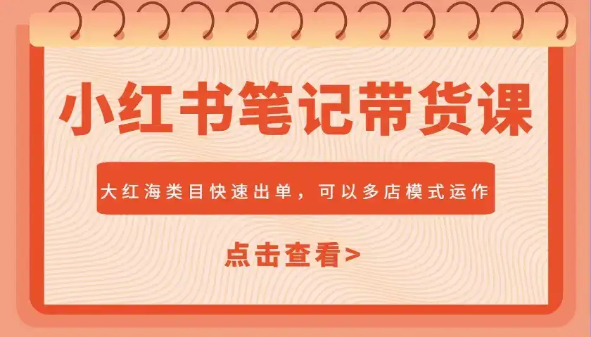 小红书笔记带货课，大红海类目快速出单，市场大，可以多店模式运作(更新)-副业吧