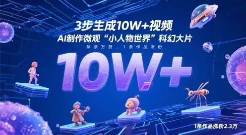 3步生成10W+视频，AI制作微观“小人物世界”科幻大片，条条万赞，1条作品涨粉2.3W-优优云创