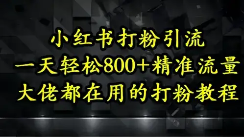 小红书打粉引流，一天轻松500+精准流量，大佬都在用的打粉教程-优优云创