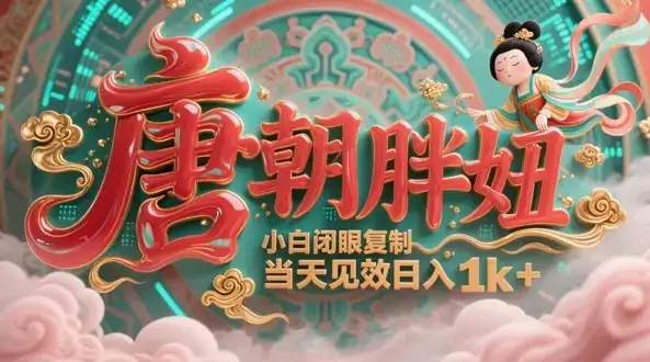 用AI克隆“唐朝胖妞”日更3条，平台疯狂推流，小白闭眼复制，当天见效，日入1k+-副业吧
