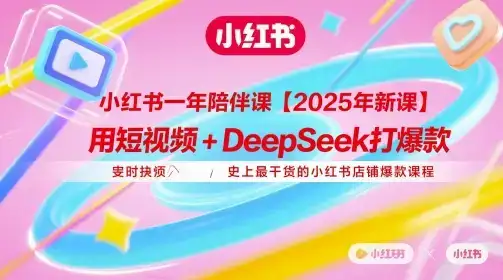 小红书一年陪伴课【2025年新课】，用短视频+deepSeek打爆款，史上最干货的小红书店铺爆款课程-优优云创