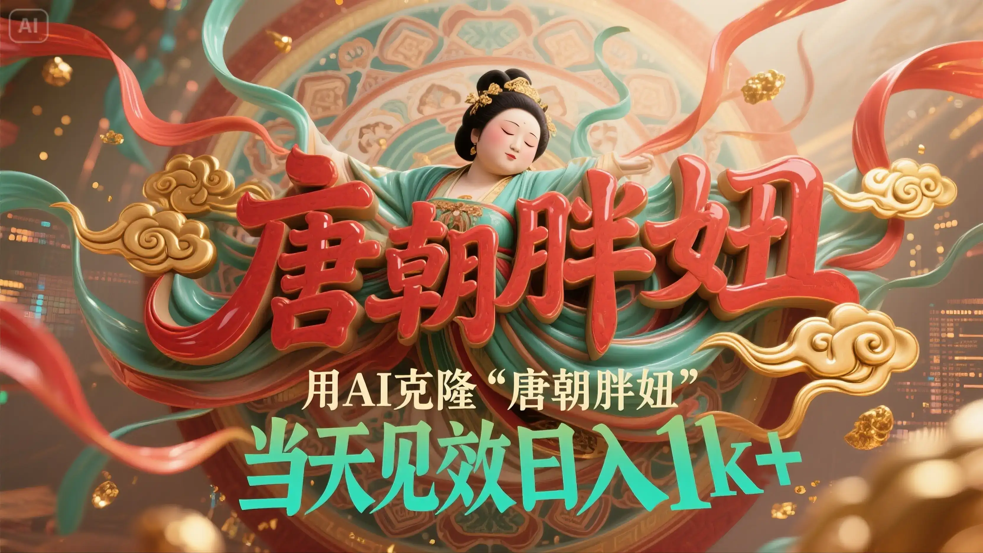 用AI克隆“唐朝胖妞”日更3条，平台疯狂推流，小白闭眼复制，当天见效，日入1000+-优优云创