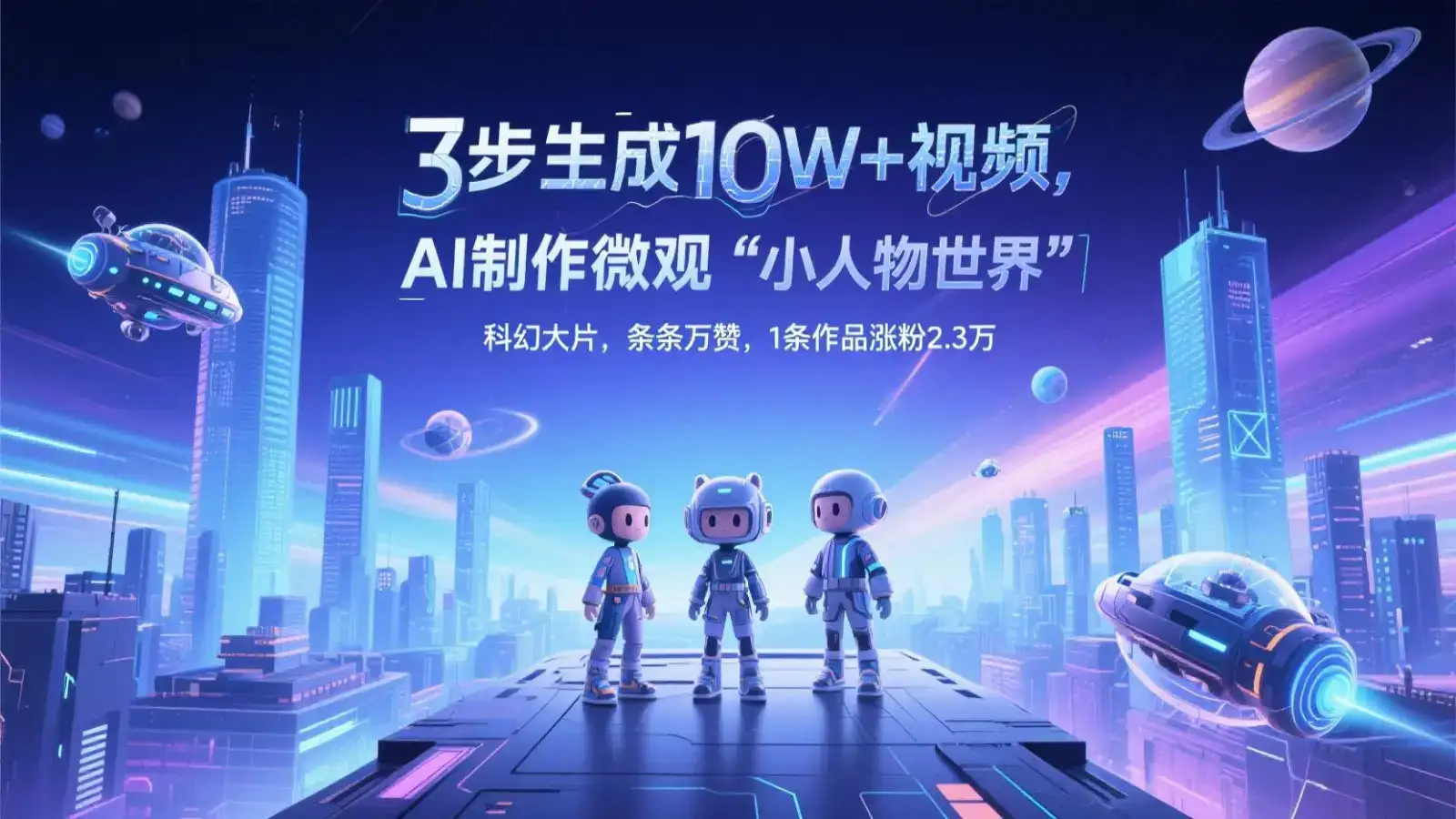 三步生成10W+视频，AI制作微观“小人物世界”科幻大片，条条万赞，1条作品涨粉2.3万-副业吧