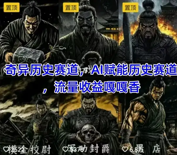抖音奇异历史赛道,AI赋能历史赛道,流量收益嘎嘎香,狂撸伙伴计划-副业吧
