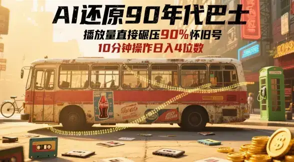 AI还原90年代巴士，一帧就让70后泪崩，播放量直接碾压90%怀旧号，每天操作十分钟，日入四位数-优优云创