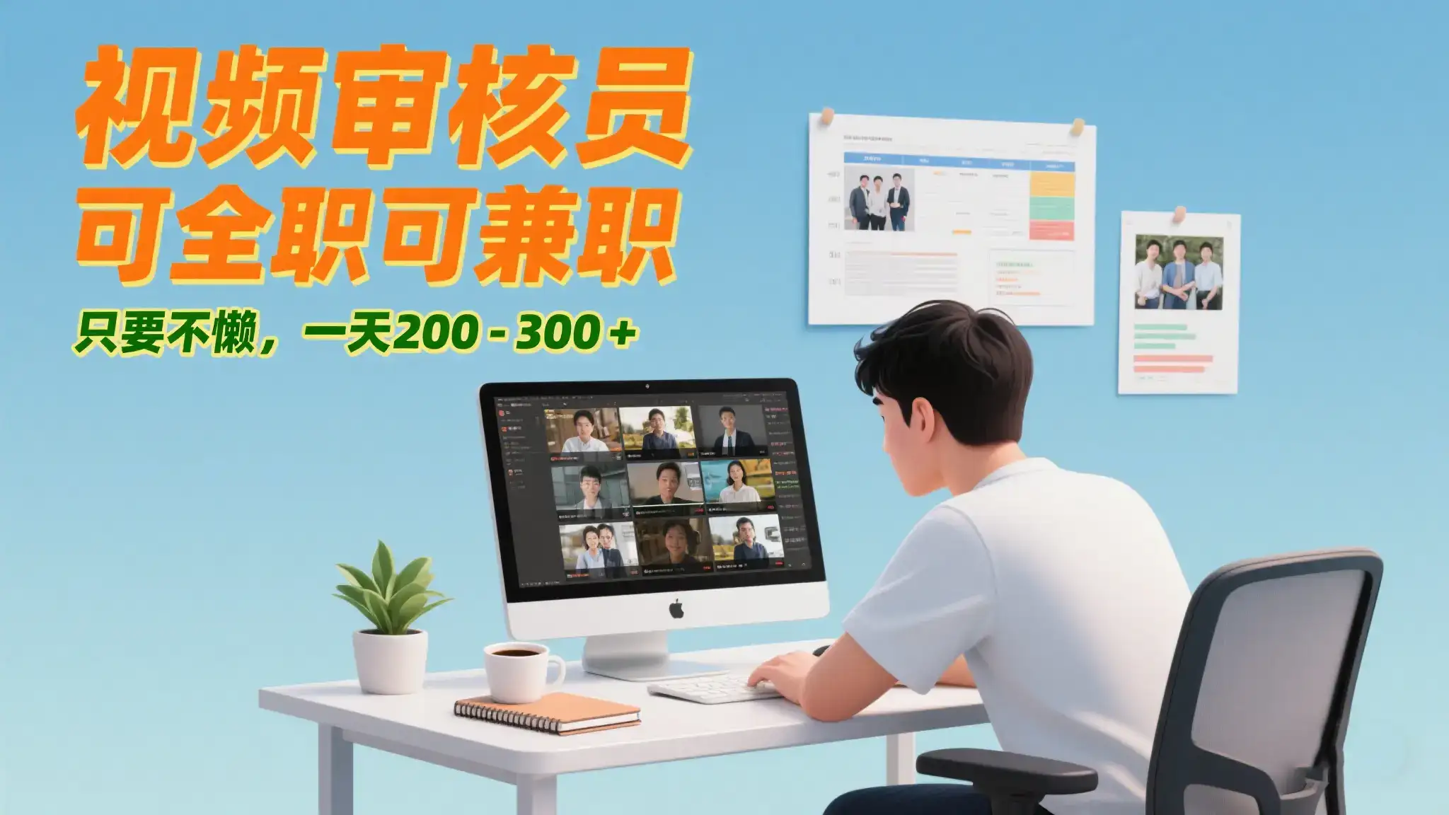 视频审核员，可全职可兼职，只要不懒，一天200-300+-优优云创