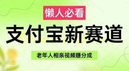 支付宝新赛道，利用老年人相亲视频，挣分成收益，轻松月入过W，操作简单-副业吧