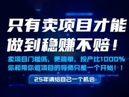 只有卖项目才能做到稳挣不赔，门槛低，更简单，你也可以年入百个W【揭秘】-优优云创