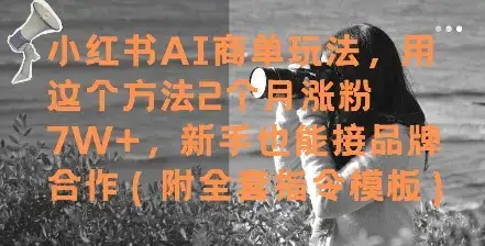 小红书AI商单玩法，用这个方法2个月涨粉7W+，新手也能接品牌合作(附全套指令模板)-副业吧