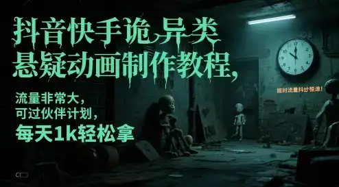 抖音快手诡异类悬疑动画制作教程，流量非常大，可过伙伴计划，每天1k轻松拿-优优云创
