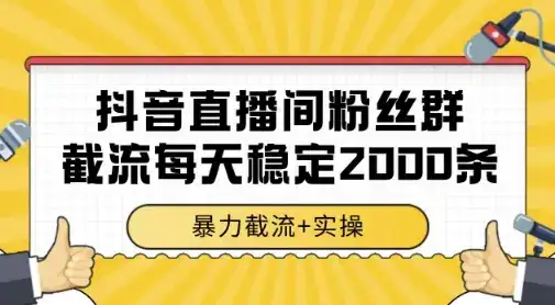 抖音直播间粉丝群暴力截流，一台电脑每天稳定2000条数据，暴力截流+实操 【揭秘】-优优云创