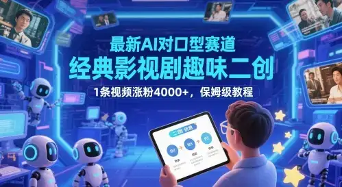 最新AI对口型赛道，经典影视剧趣味二创，1条视频涨粉4000+，保姆级教程-优优云创