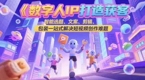 数字人IP打造获客变现实操课，智能选题、文案、剪辑、包装一站式解决短视频创作难题-优优云创