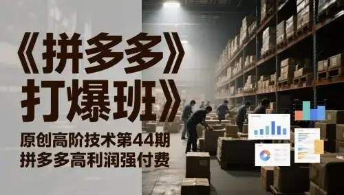 《拼多多打爆班》原创高阶技术第44期，拼多多高利润强付费-优优云创