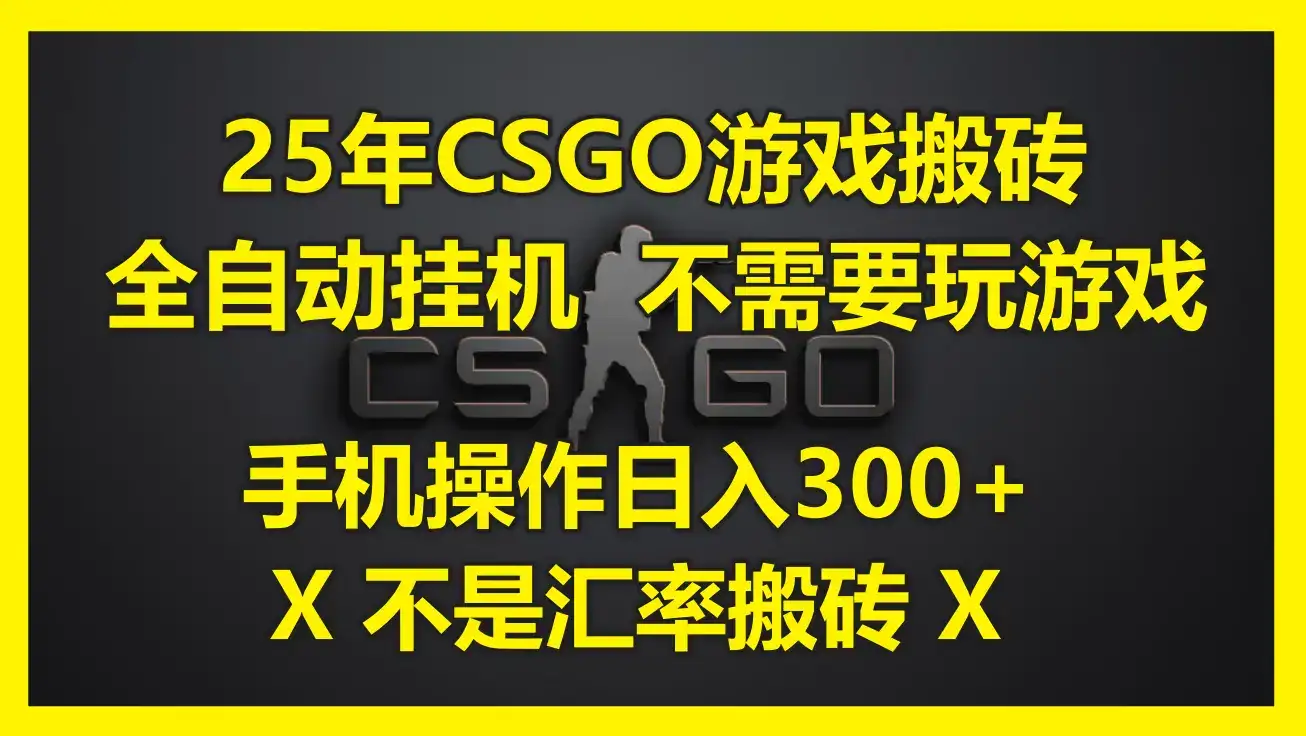 25年CSGO游戏搬砖，全自动挂机，不需要玩游戏，手机操作日入300+。(不…-优优云创