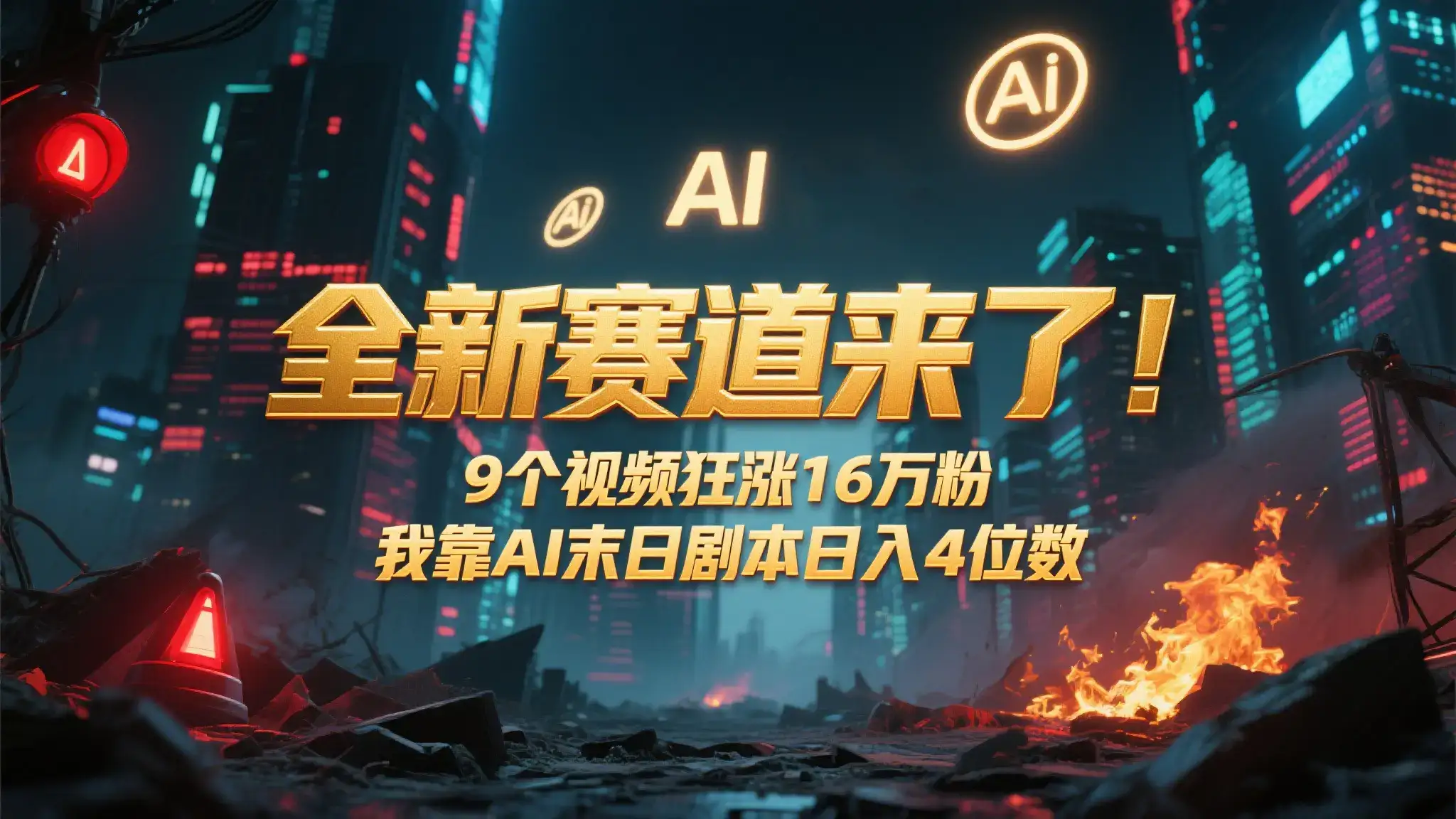 全新赛道来了！9个视频狂涨16万粉，靠AI末日剧本日入4位数，评论区爆肝追更！-副业吧