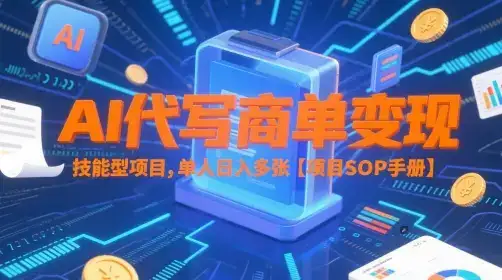 AI代写商单变现，技能型项目，单人日入多张 【项目SOP手册】-优优云创