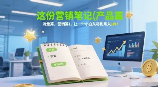 这份营销笔记(产品篇，流量篇，营销篇)，让一个小白从零到月入1W+-优优云创