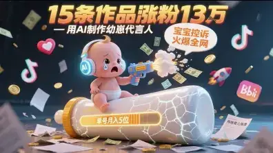 用AI制作幼崽代言人，宝宝的控诉火爆全网，15条作品涨粉13W，单号月入5位数实操教程-副业吧