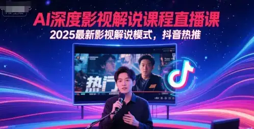 AI深度影视解说课程直播课，2025最新影视解说模式，抖音热推-优优云创