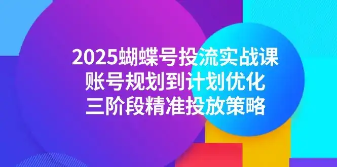 2025蝴蝶号投流实战课，账号规划到计划优化，三阶段精准投放策略-优优云创