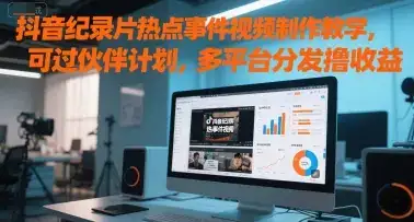 抖音纪录片热点事件视频制作教学，可过伙伴计划，多平台分发撸收益-副业吧