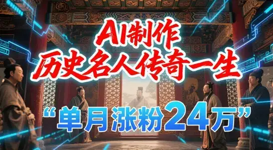 暴力起号！用AI制作历史名人传奇一生，单月涨粉24W，涨粉+变现赛道黑马来了-优优云创