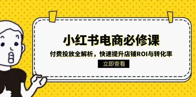 小红书电商必修课：付费投放全解析，快速提升店铺ROI与转化率-优优云创
