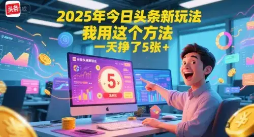 2025年今日头条新玩法，我用这个方法，一天挣了5张+-优优云创