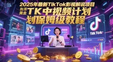 2025年最新TikTok影视解说项目，新手也能挣美金，TK中视频计划保姆级教程-优优云创